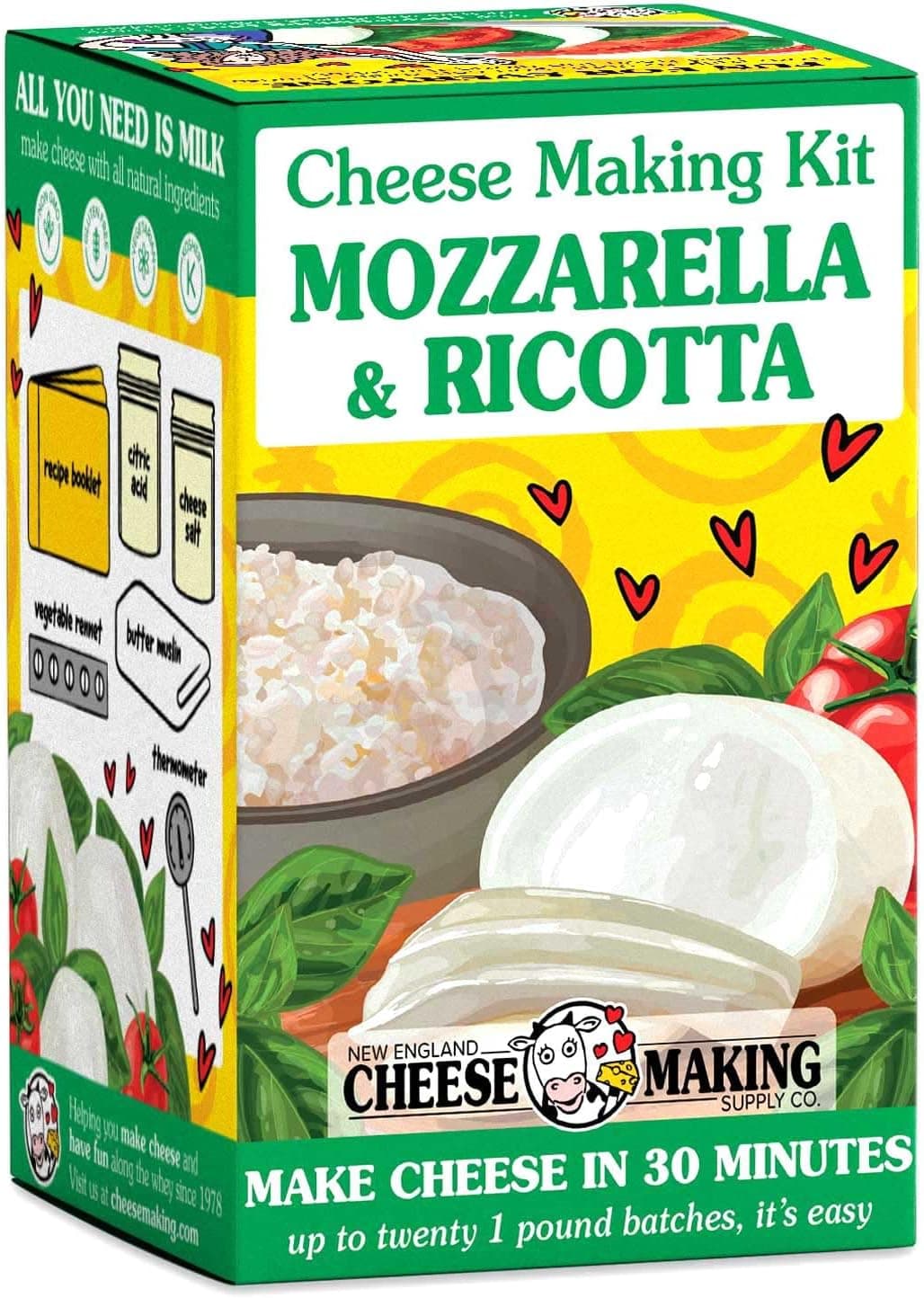 Mozzarella and Ricotta Cheese Making Kit with Citric Acid, Cheese Salt and Rennet