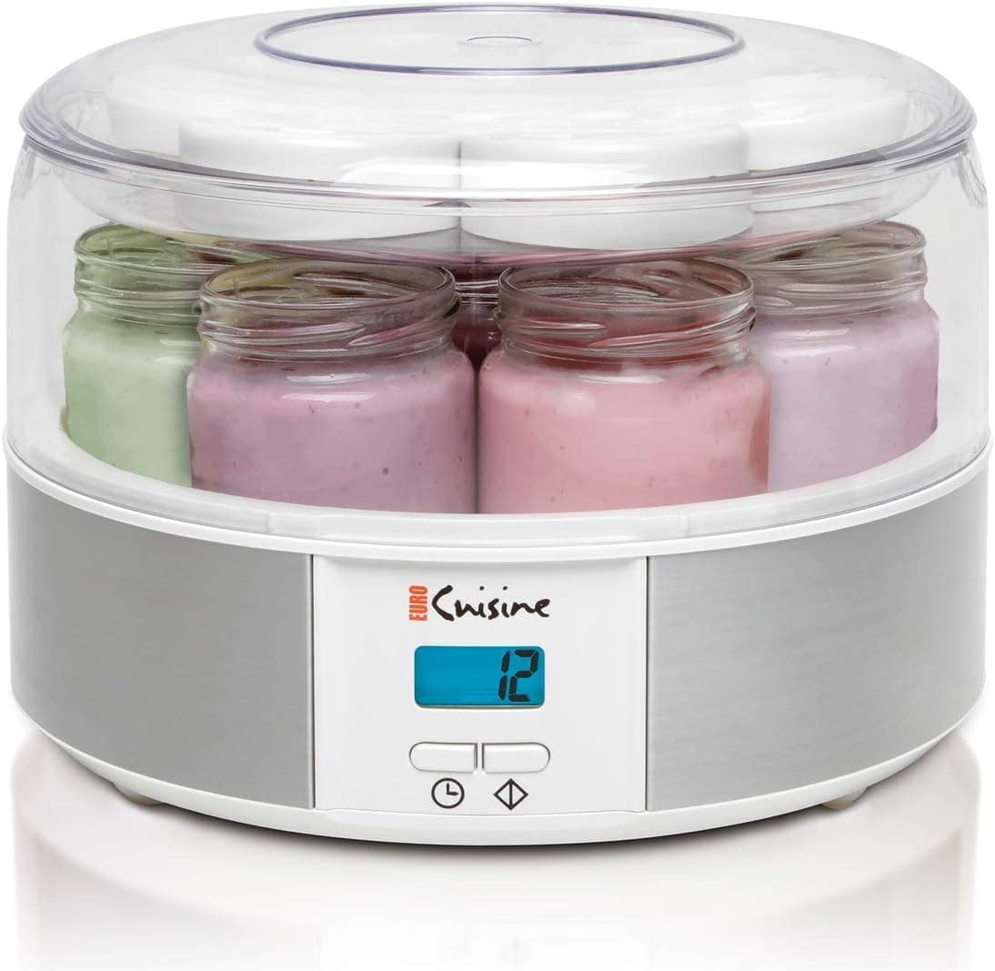 Euro Cuisine YMX650 Automatic Digital Yogurt Maker Machine with 7 Reusable 6 oz Glass Jars