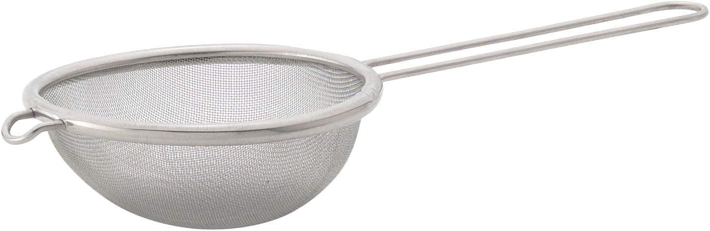 HIC Kitchen Fine Mesh Strainer with Helper Handle, 18/8 Stainless Steel, 3.75 Inch, for Sifting, Straining and Draining
