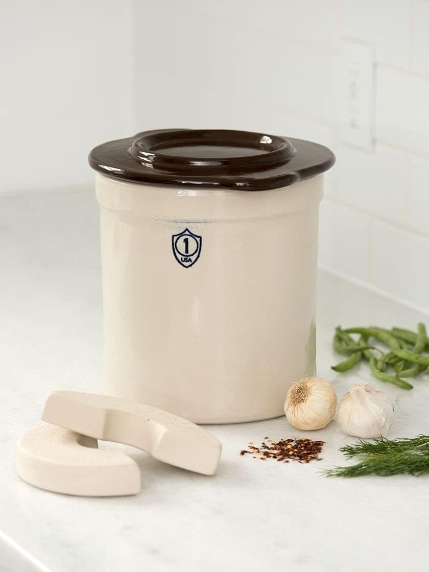 1-Gallon Stoneware Pickling Crock Complete Kit