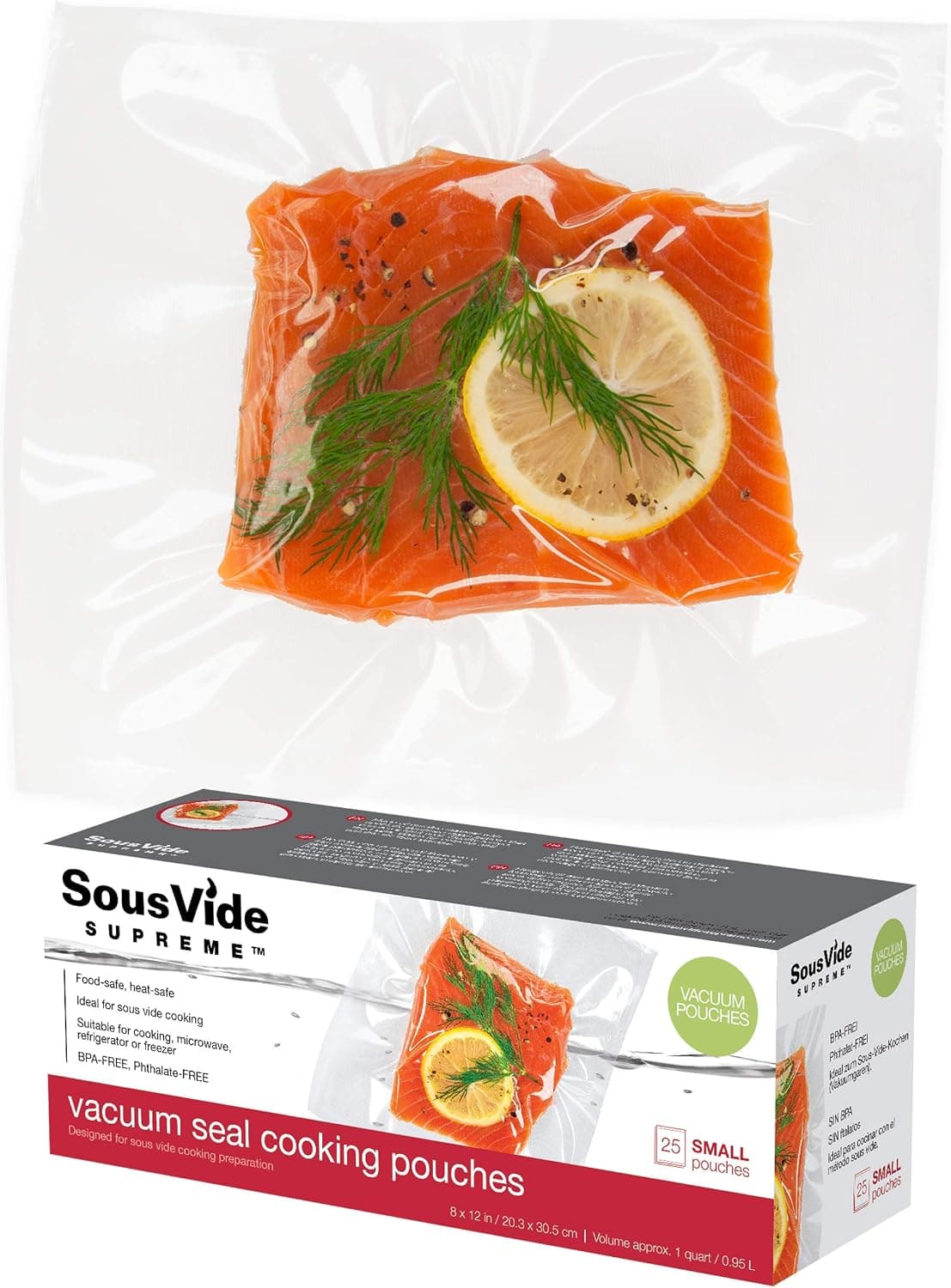 SousVide Supreme Vacuum Seal Cooking Pouches, 8 x 12 Inches, 1 Quart, 25 Pouches