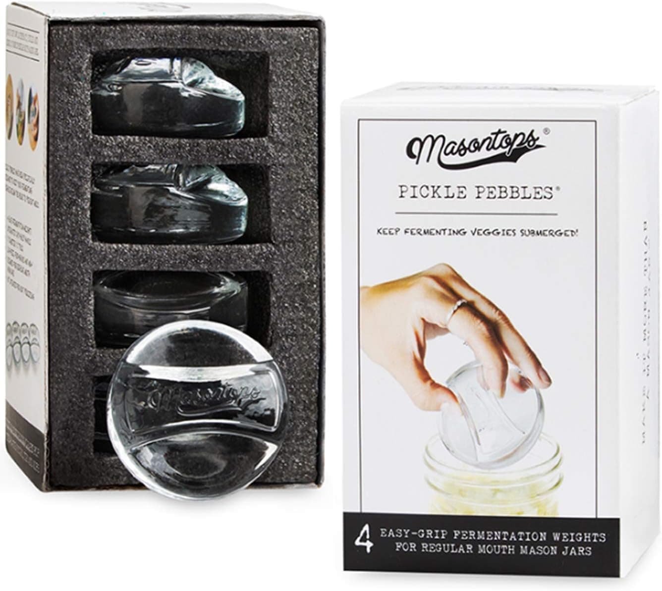 Masontops Pickle Pebble Glass Fermenting Weights - Small Mouth Size for Mason Jar Fermentation Kit
