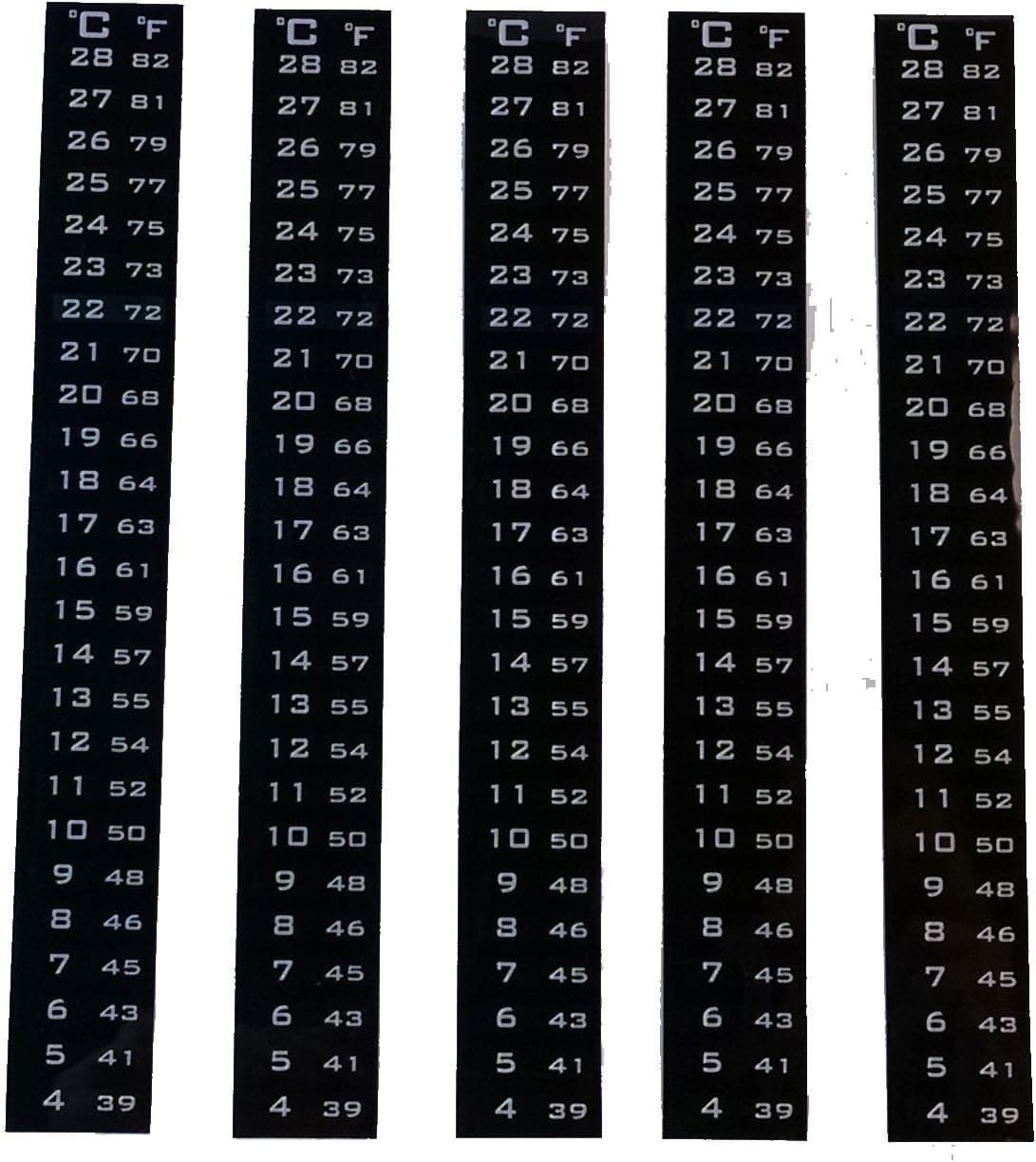 Lonely Mountain Supply Dual Scale Liquid Crystal Strip Thermometer Carboy Fermenter Homebrew Pack of 5