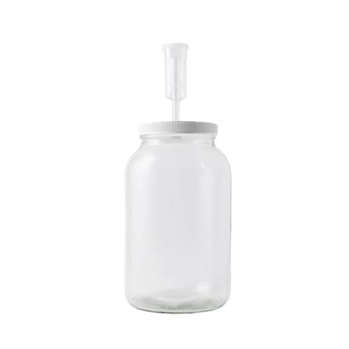 FastRack 1 Gallon Mason Jar Wide Mouth & Twin Bubble Airlock for Fermentation, Pickling, Brewing & Dry Storage - BPA-Free One Gallon Glass Jar with Lid