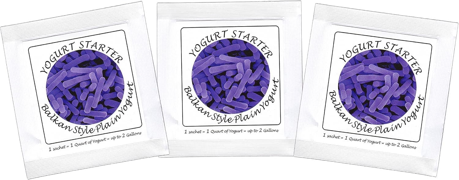 Yogurt Starter Cultures, Pack of 3 Freeze-dried Sachets for Balkan Style Plain Yogurt