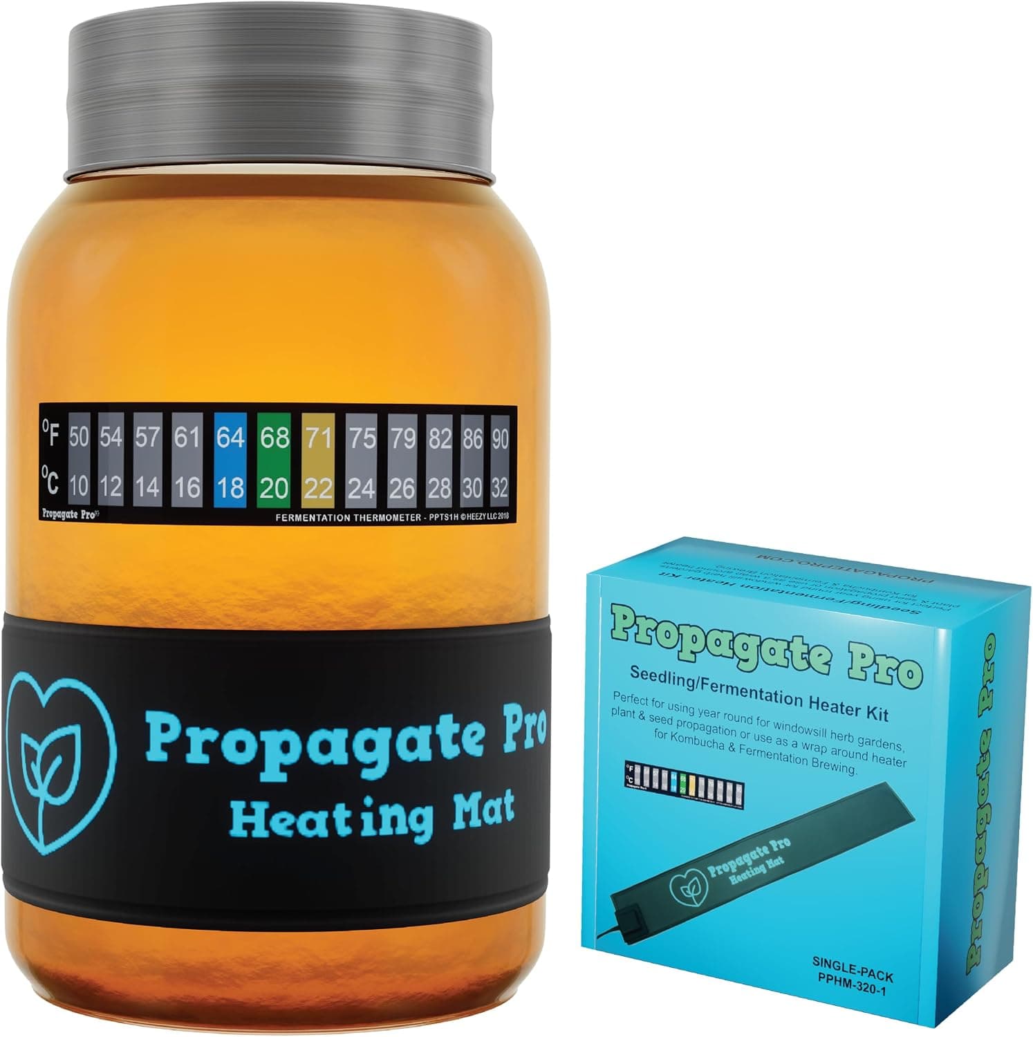 Propagate Pro Wrap Around Kombucha Heater Belt - Brewing and Fermentation Heat Mat with Stick-on Thermometer
