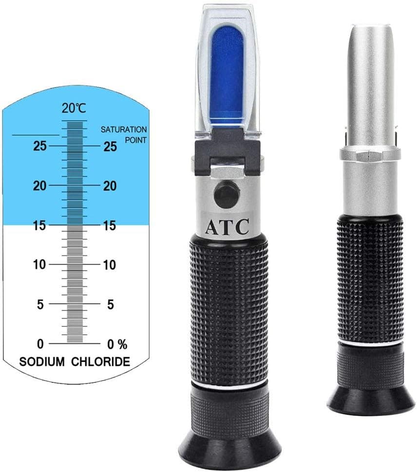 Salinity Refractometer 0-28% Scale Range for Measuring Sodium Chloride in Brine, Salinometer for Food with Automatic Temperature Compensation