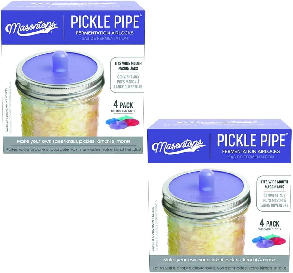 Masontops Pickle Pipes Waterless Airlock Fermentation Lids Wide Mouth Mason Jar Fermenter Cap Premium Silicone