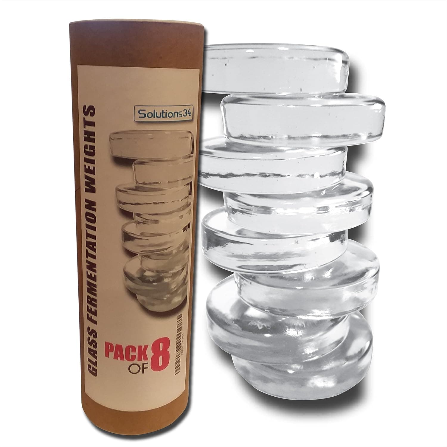8-Pack Premium Glass Fermentation Weights for Large Wide Mouth Mason Jars (2 3/4 Inch)