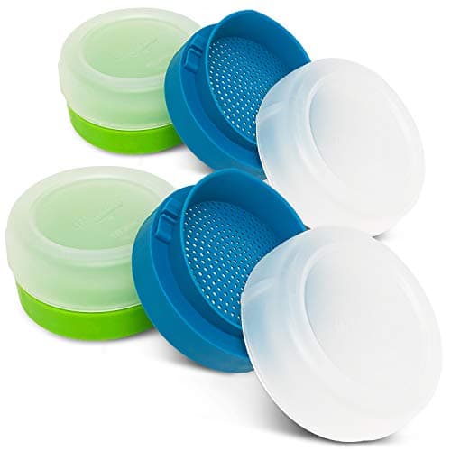 Masontops Kefir Caps - Wide Mouth Mason Jar Lids - Water Kefir Grains Strainer Mason Jar Kefir Jar - Home Water Kefir Starter Kit Kefir Fermenter Container - 4 Pack