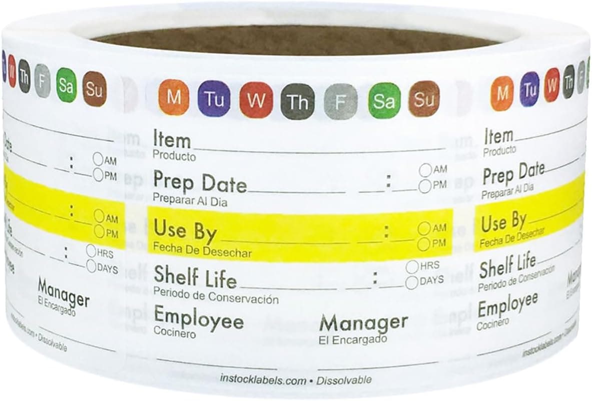 Universal Food Rotation Dissolvable Labels for Food Storage, 2 x 2 Inch, 500 Adhesive Stickers