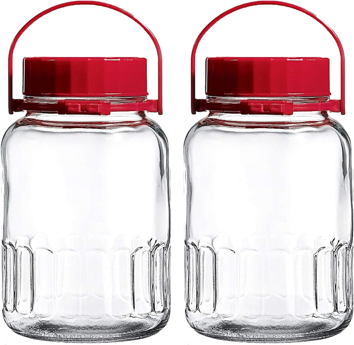 1 Gallon Glass Jar With Lid Wide Mouth Airtight Plastic Pour Spout Lids for Fermenting, Sun Tea and Kombucha