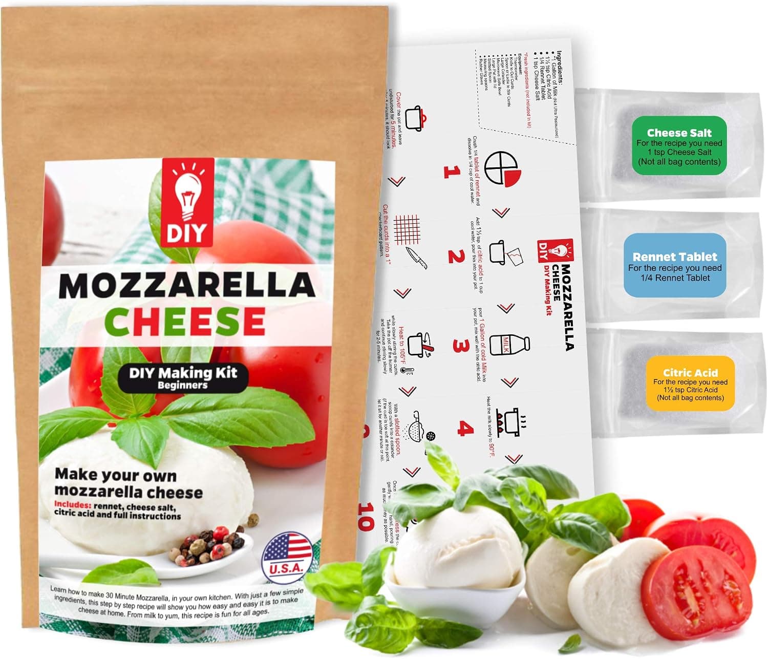 Beginners Mozzarella Cheese Making Kit, Make Your Own Mozzarella