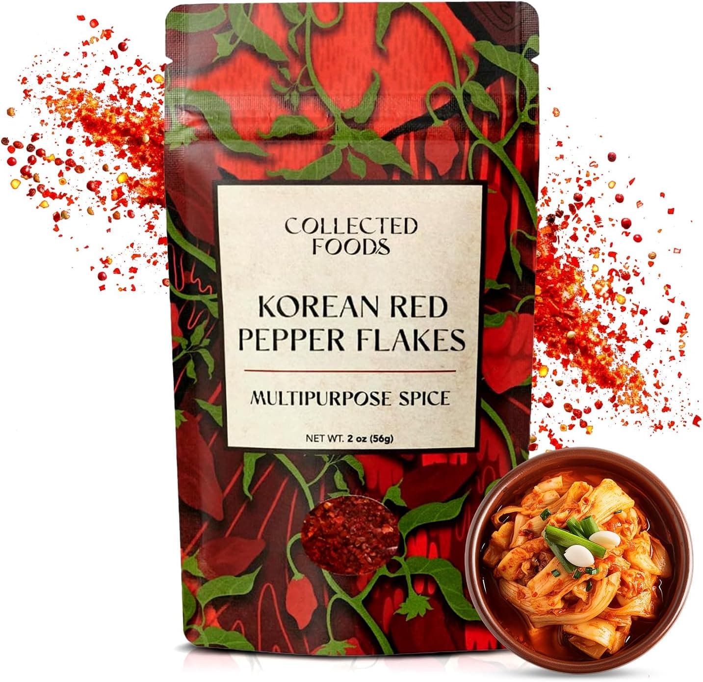 Premium Gochugaru - Sun-Dried Red Pepper Flakes for Kimchi, Small-Batch, Non-GMO, Gluten-Free (2 oz)