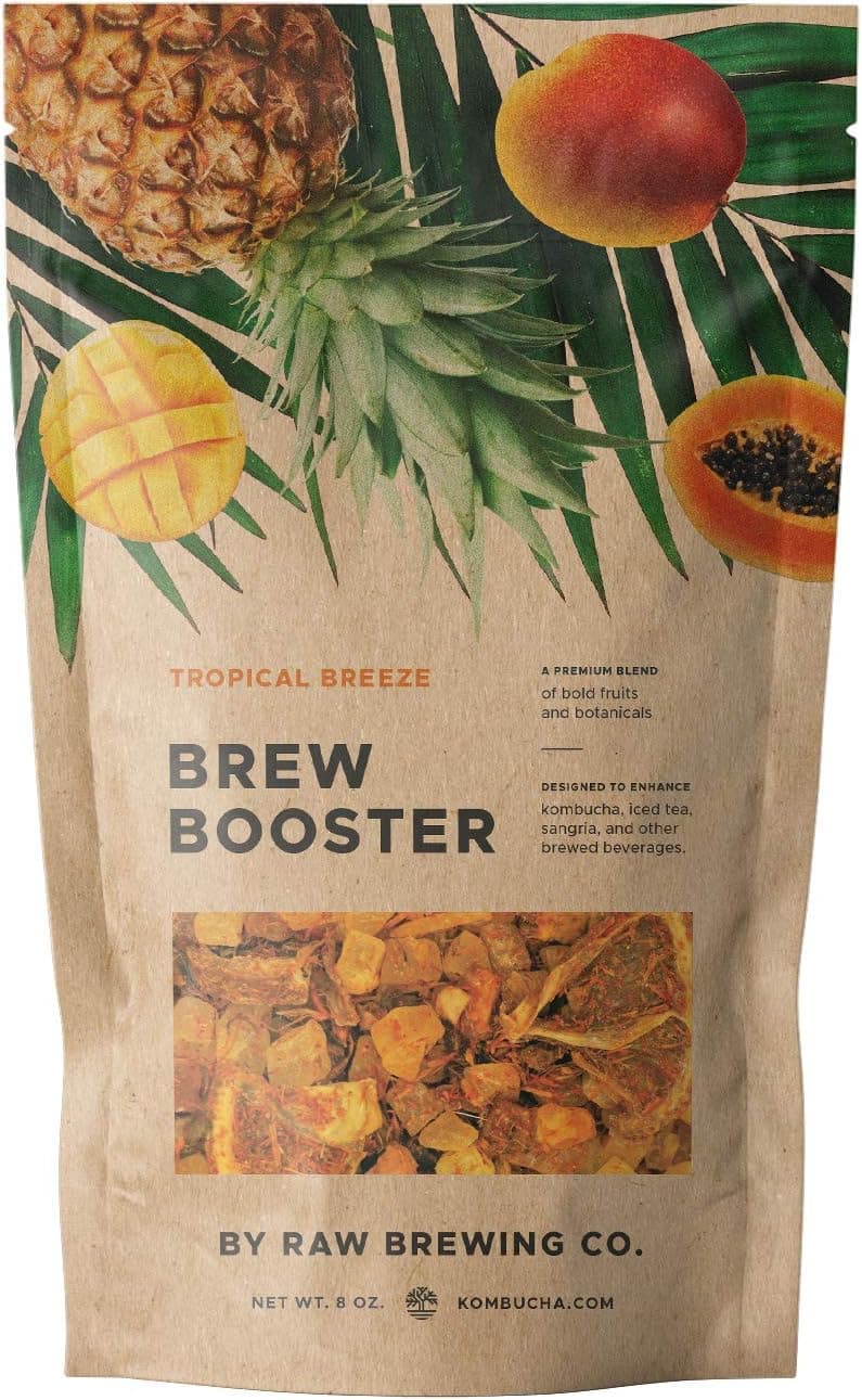Kombucha.com Tropical Breeze Brew Booster - Pineapple, Mango and Papaya Blend with Botanicals, 8 Ounce