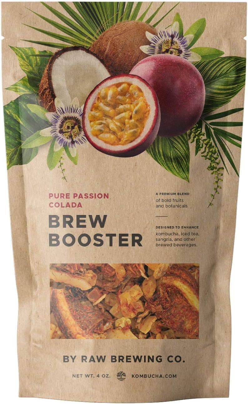 Kombucha.com Pure Passion Colada Brew Booster - Passionfruit Coconut Blend with Botanicals, 4 Ounce