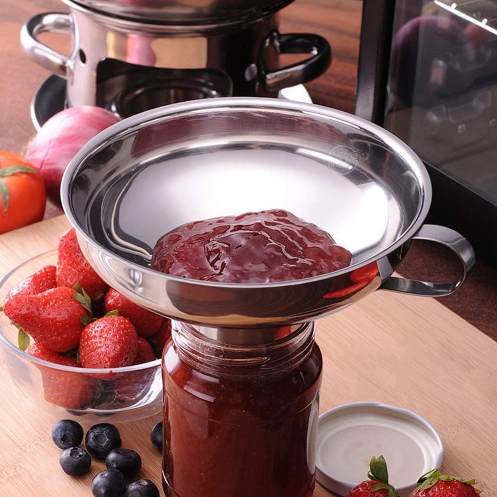 Set of 2 Pcs Mason Jar Funnel Set, Stainless Steel Canning Funnel with Handle for Wide and Regular Jars