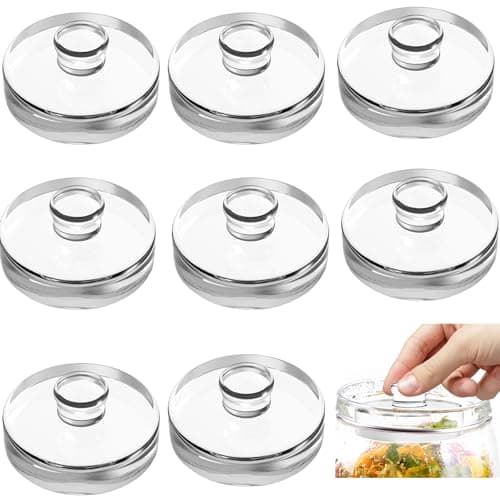 Jucoan 9 Pack Glass Fermentation Weights with Easy Grip Handle, Heavy Glass Fermenting Weights for Wide Mouth Mason Jars, Fermenting Lid Kit Pickling Weights for Kimchi, Sauerkraut, Dishwasher Safe