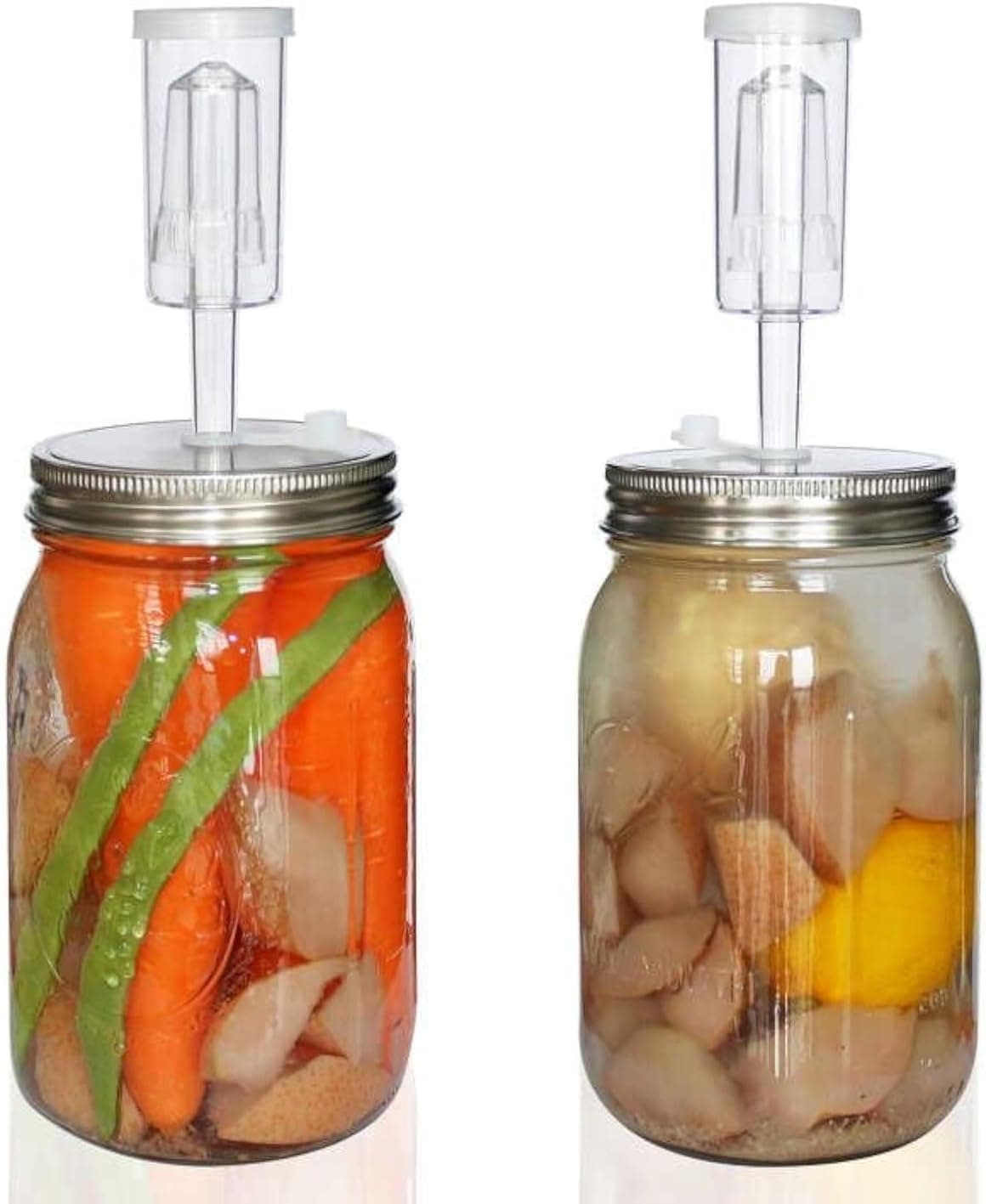 laffeya Fermentation Lids Kit - Wide Mouth Mason Jar Fermenting Lids with Airlocks and Grommets, Stainless Steel