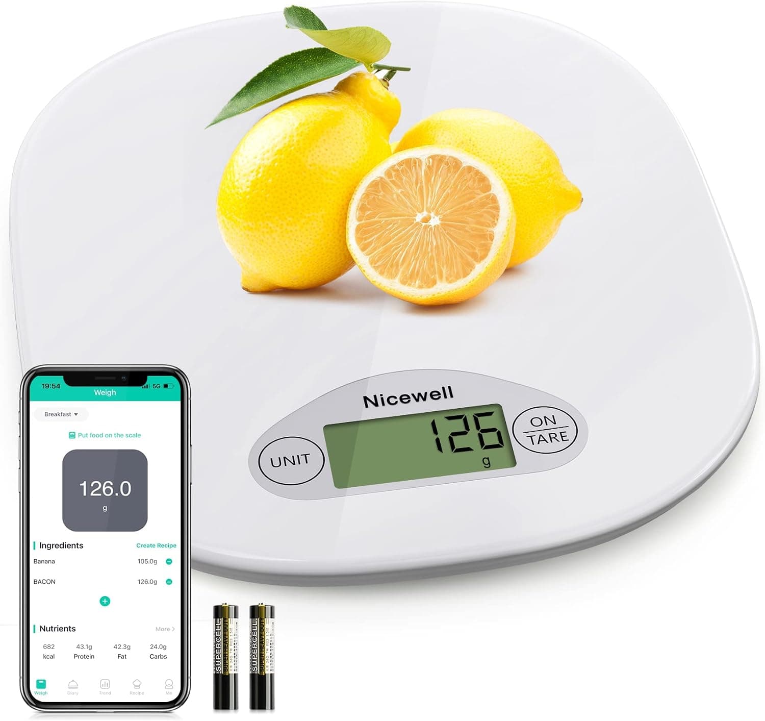 Nicewell Food Scale, Digital Kitchen Scale for Food Ounces and Grams, 5kg/11lbs Max, 1g/0.1oz Increment