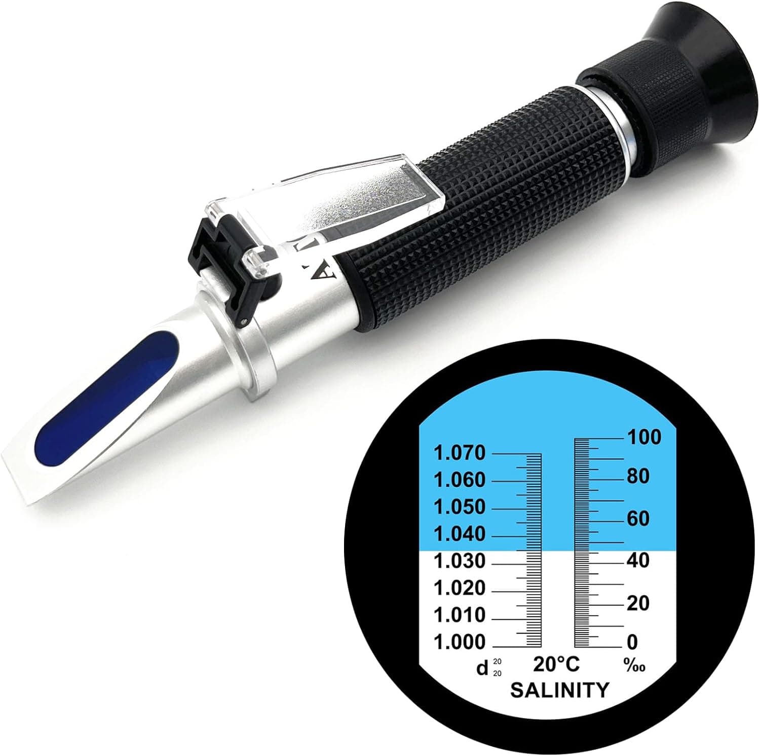 Salinity Refractometer Salinity Tester 0-100PPT and 1.000-1.070 Salinity Hydrometer with Automatic Temperature Compensation