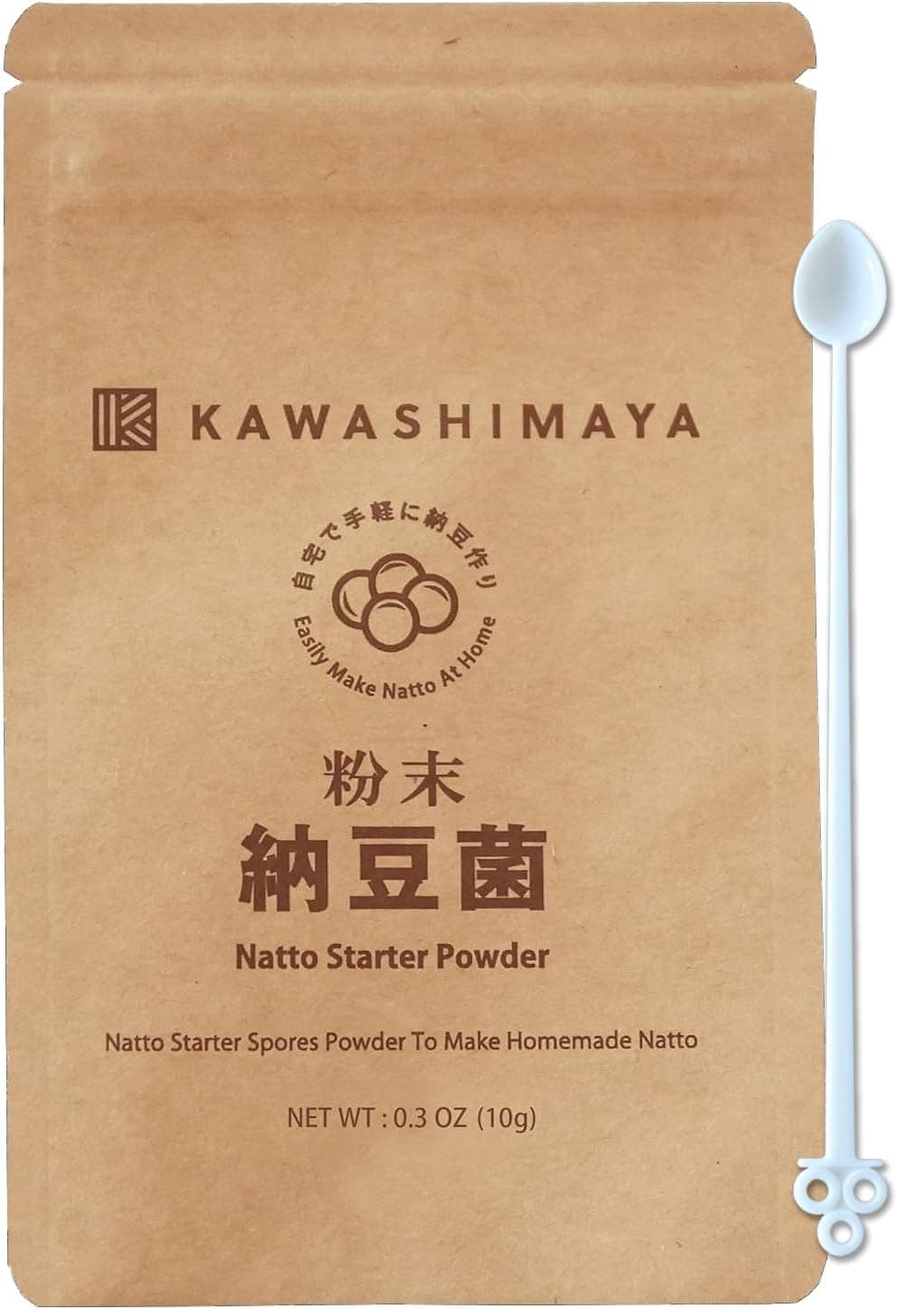 Kawashimaya Natto Starter Powder 3g (0.1oz), To Make 10-30kg of Homemade Natto, Bacillus Subtilis From Soybean Extract