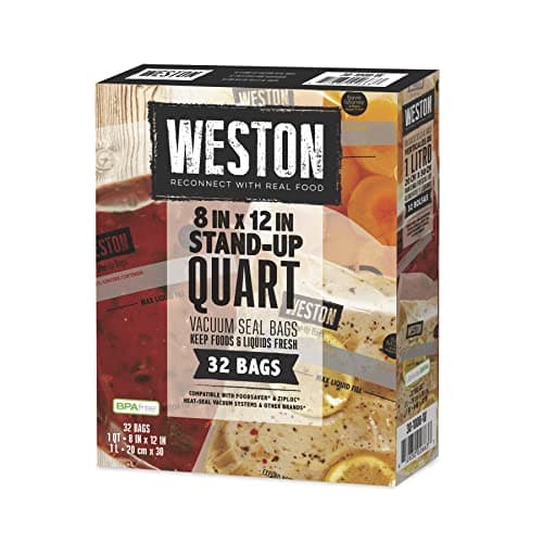 Weston 8" x 12" Stand Up Quart Vacuum Sealer Bags For Meal Prep & Sous Vide