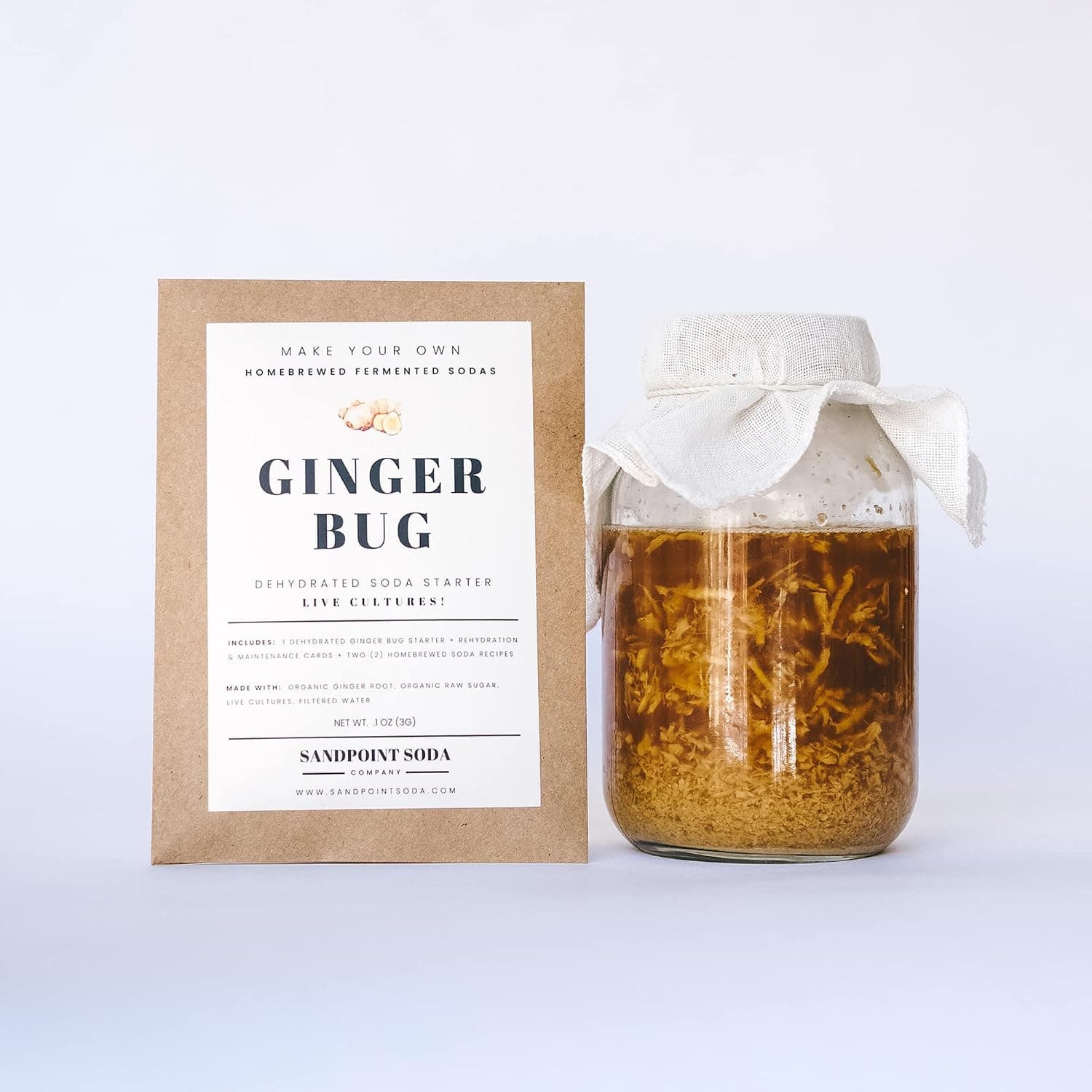 Ginger Bug Probiotic Soda Starter - Live Dried Cultures with Root Beer and Ginger Beer Recipes