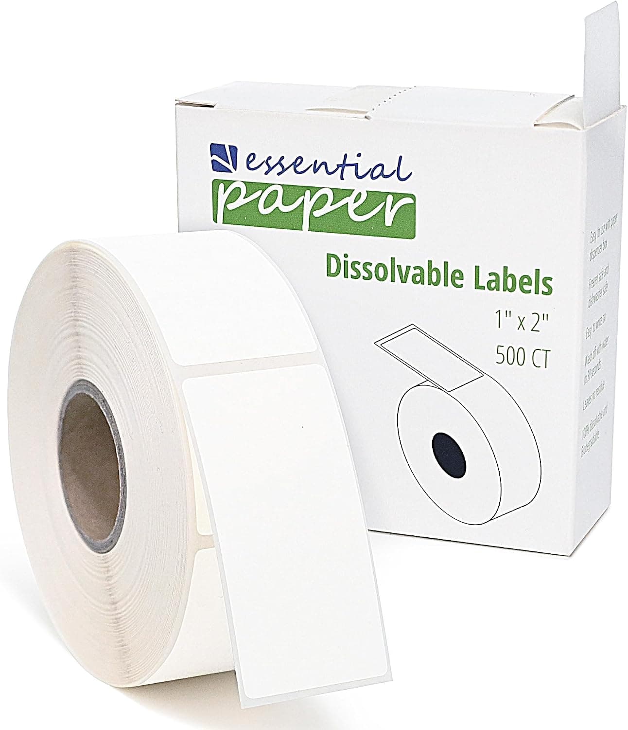 ESSENTIAL 500 Dissolvable Food Labels, 1 x 2 Inch Blank White for Food Storage, Containers, Mason Jars, Freezer