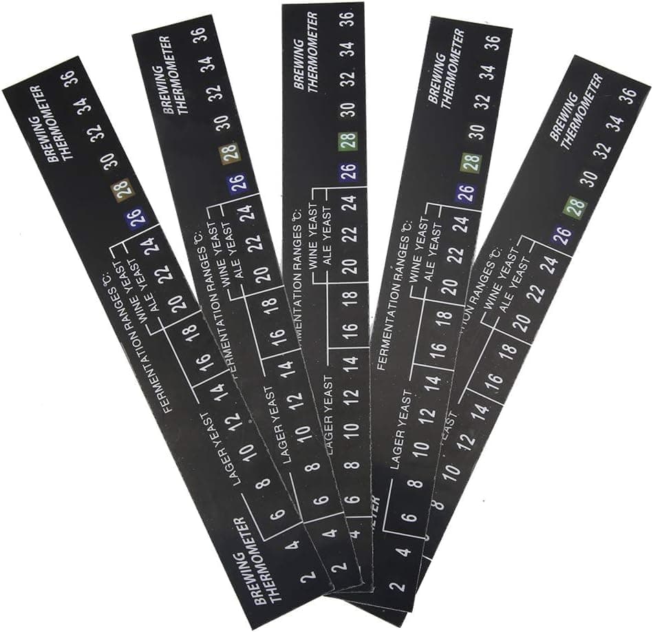 Pilipane Stick On Thermometer Strip Horizontal Thermometer Stickers for Homebrew Beer 5Pcs