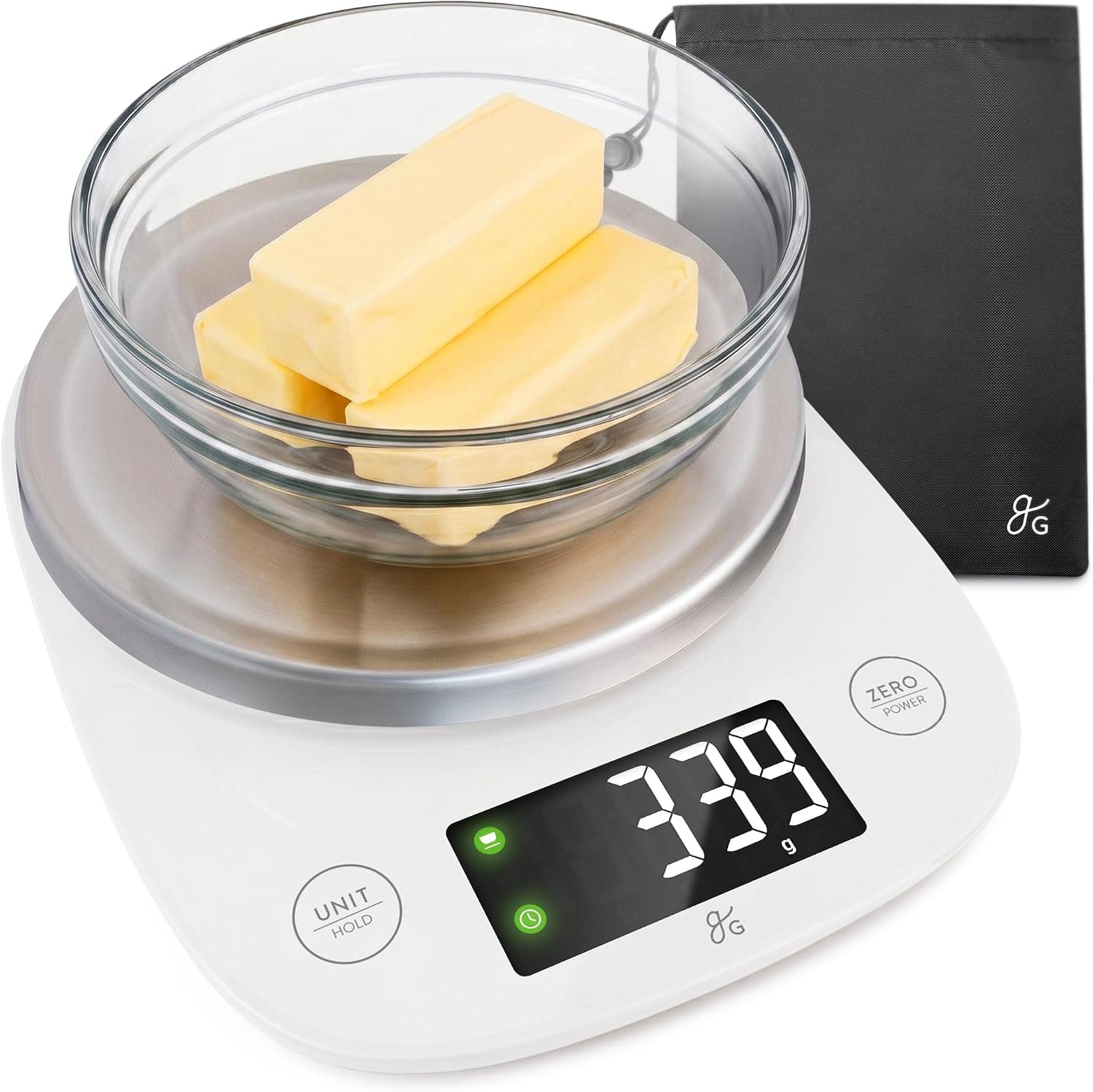 Greater Goods Digital Kitchen Scale for Baking - Food Scale with Gram and Ounce Measurements, Easy Tare, 11 lb Capacity