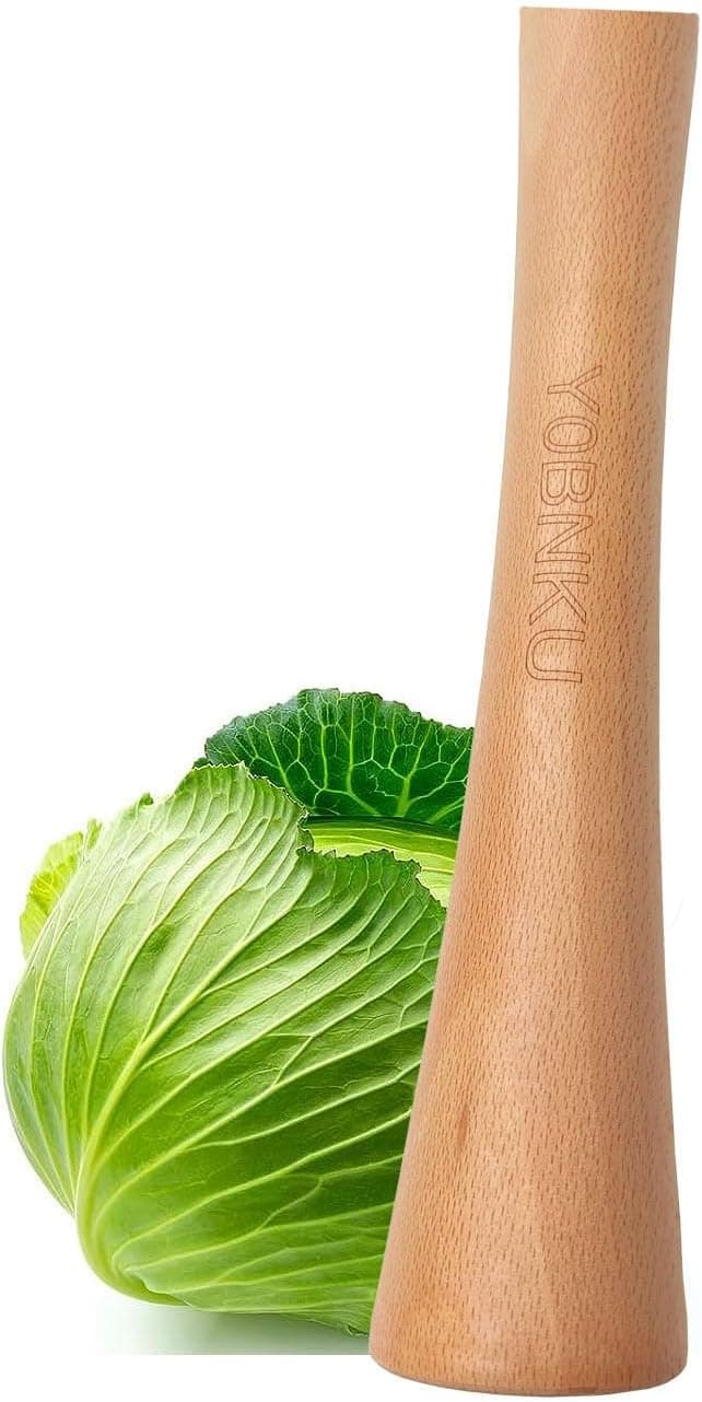 12 inch Sauerkraut Pounder Natural Beech Wood Smasher for Fermentation Crocks and Mason Jars