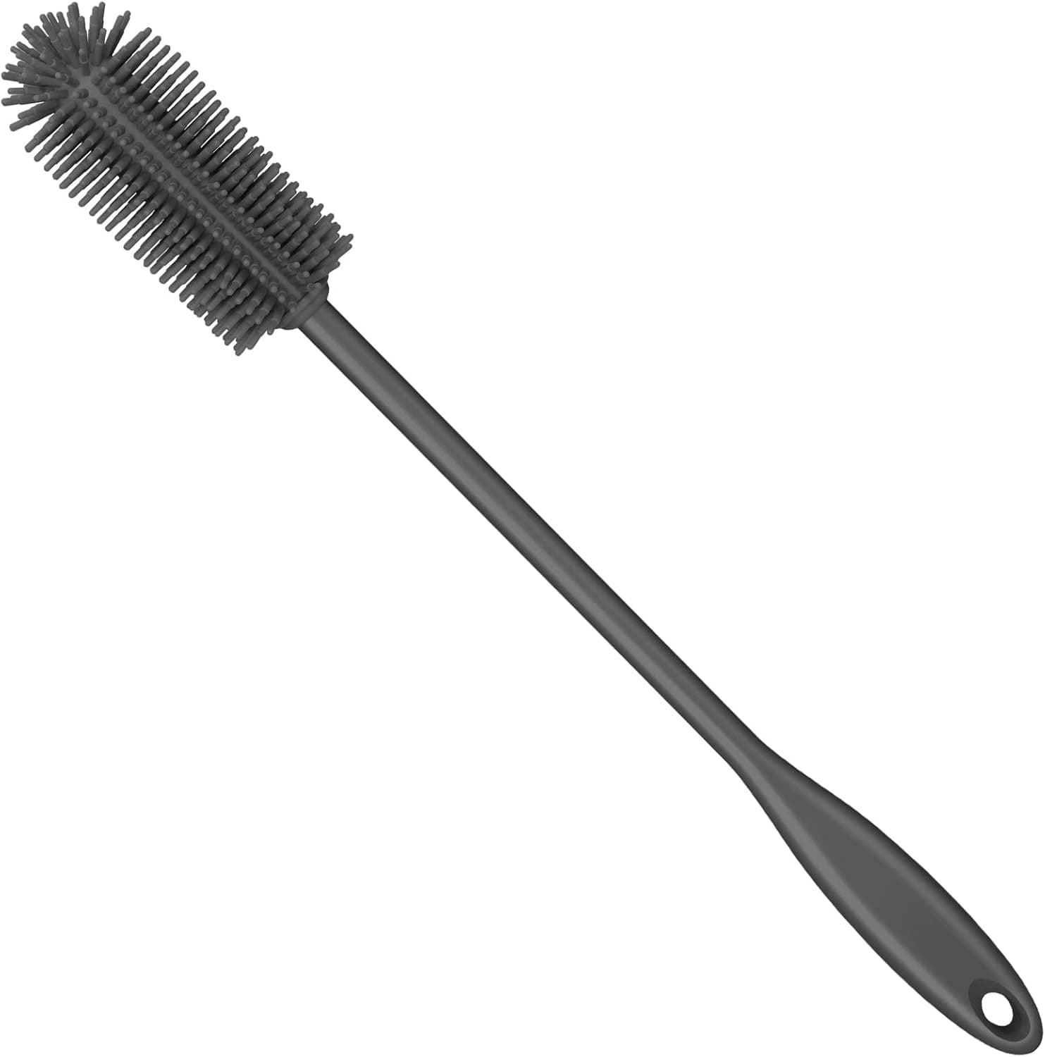 Purtribe Silicone Bottle Brush with Long Handle and Replaceable Brush Head for Narrow Neck Containers and Flasks