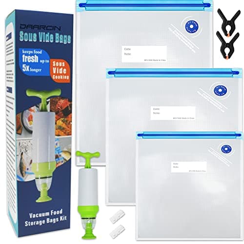 Sous Vide Bags 20pack Kit,Daarcin 3 Sizes Sous Vide Bag Kit with Pump