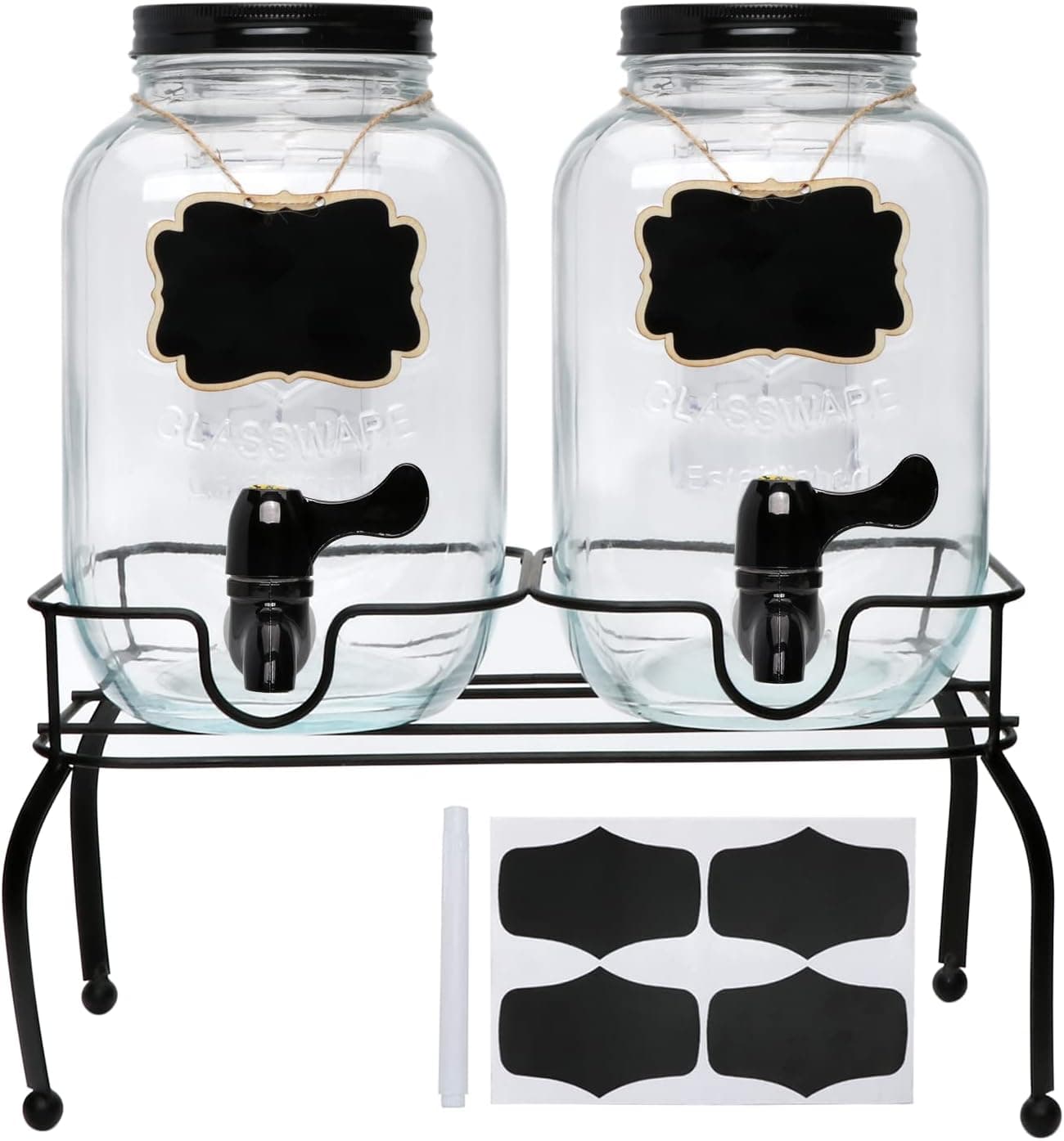 1 Gallon Clear Glass Drink Dispenser with Stand, Spigot and Fruit Infuser for Kombucha and Lemonade
