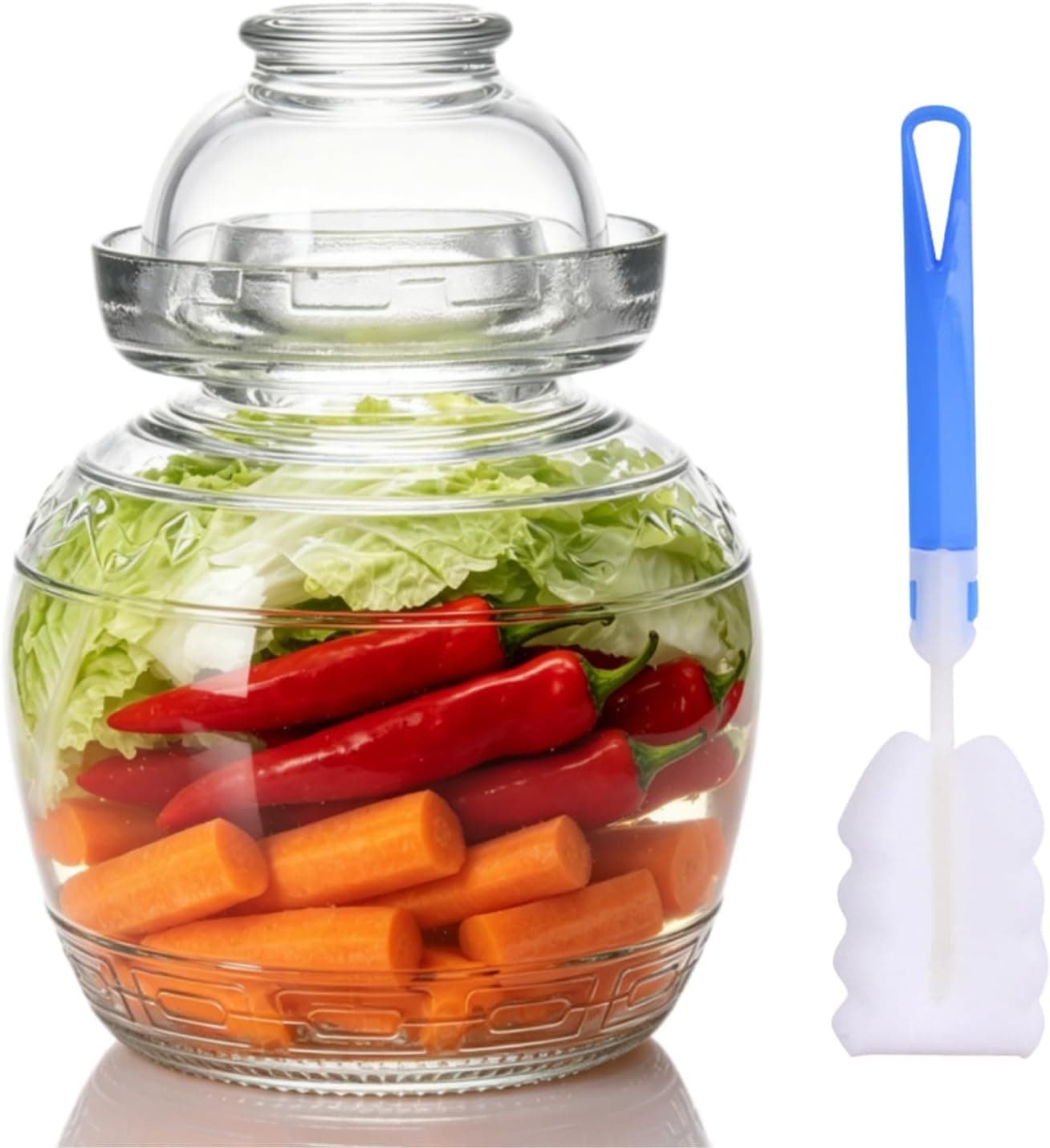 Haeljard 1.5L Glass Fermentation Jar with Water Seal Airlock Lid for Pickles, Kimchi, Sauerkraut, Kombucha