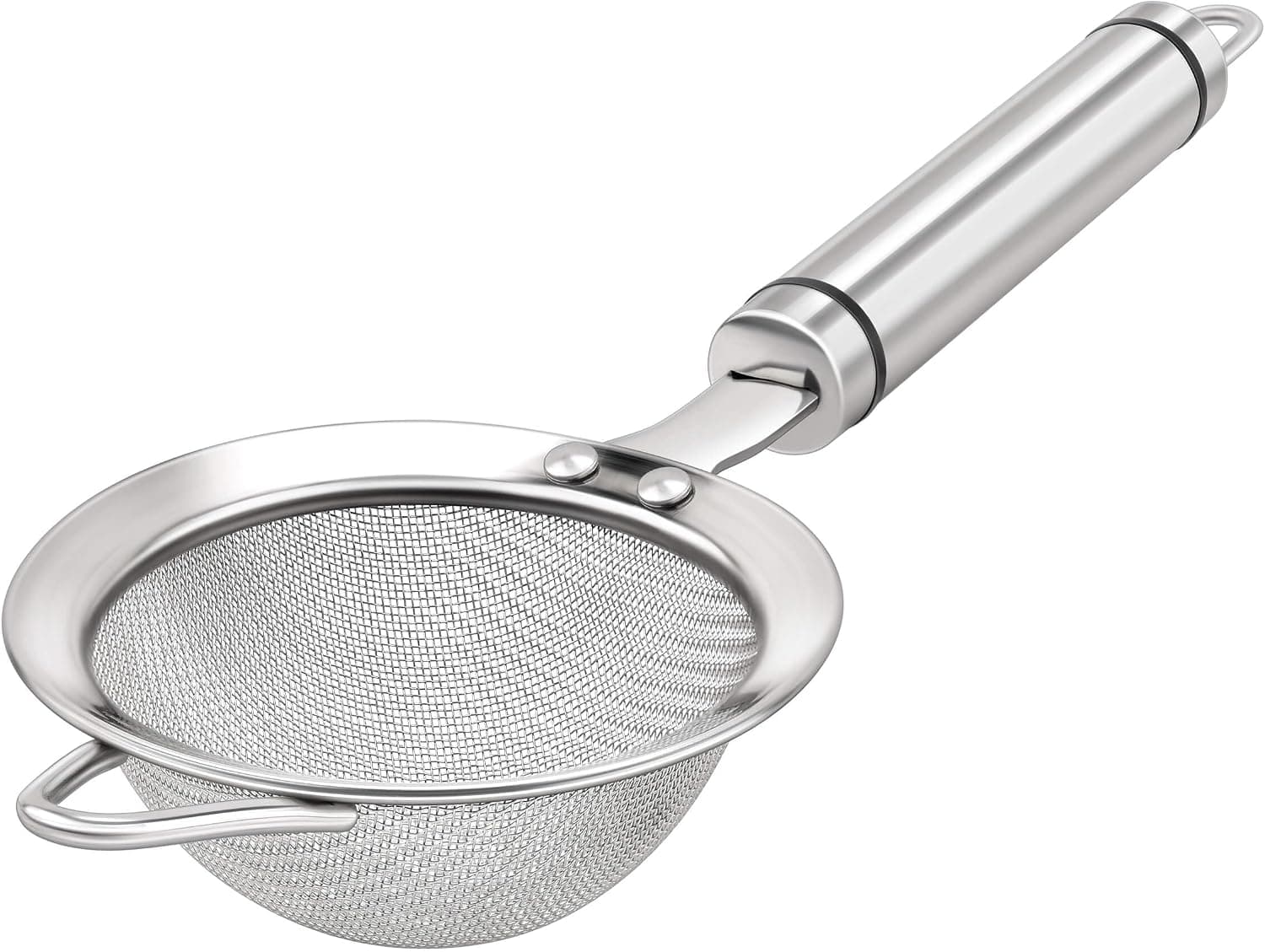AOWOTO 3.35 inch 304 Stainless Steel Fine Mesh Strainers for Kitchen, Colander-Skimmer with Handle, Metal Sieve Sifters