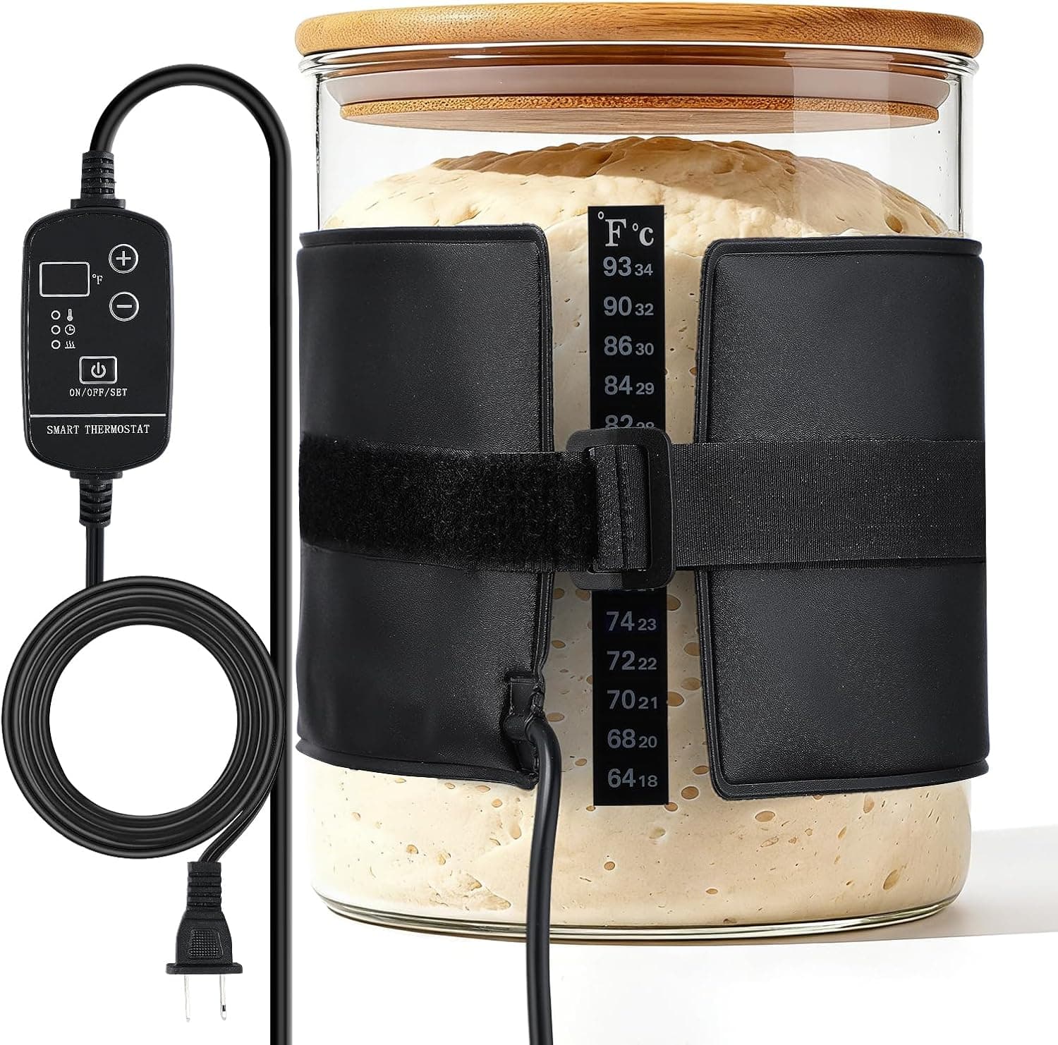 Sourdough Starter Warmer Wrap - Adjustable Fermentation Heating Pad with 1-23H Time Control for Kombucha and Home Brewing