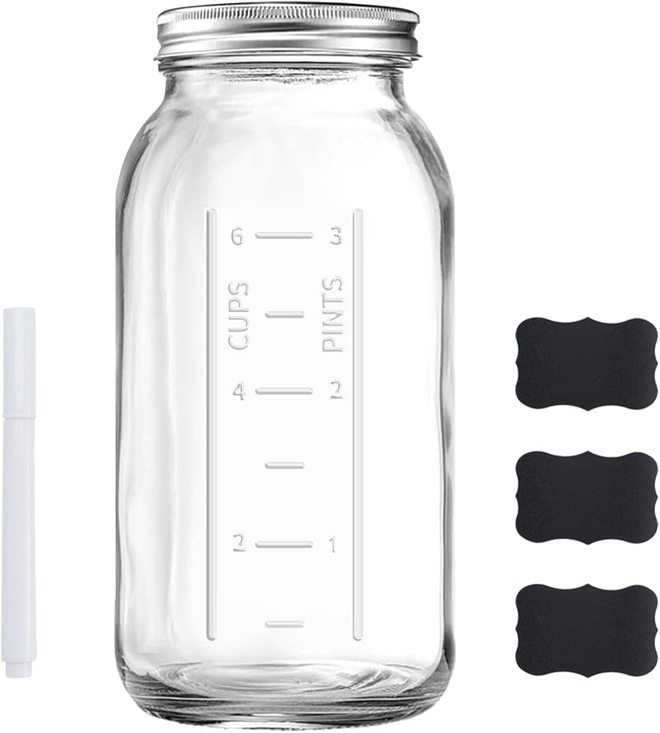 FyndraX 64 OZ Wide Mouth Mason Jar with Lid, Heavy Duty Glass Airtight Half Gallon Jar for Fermenting and Pickling