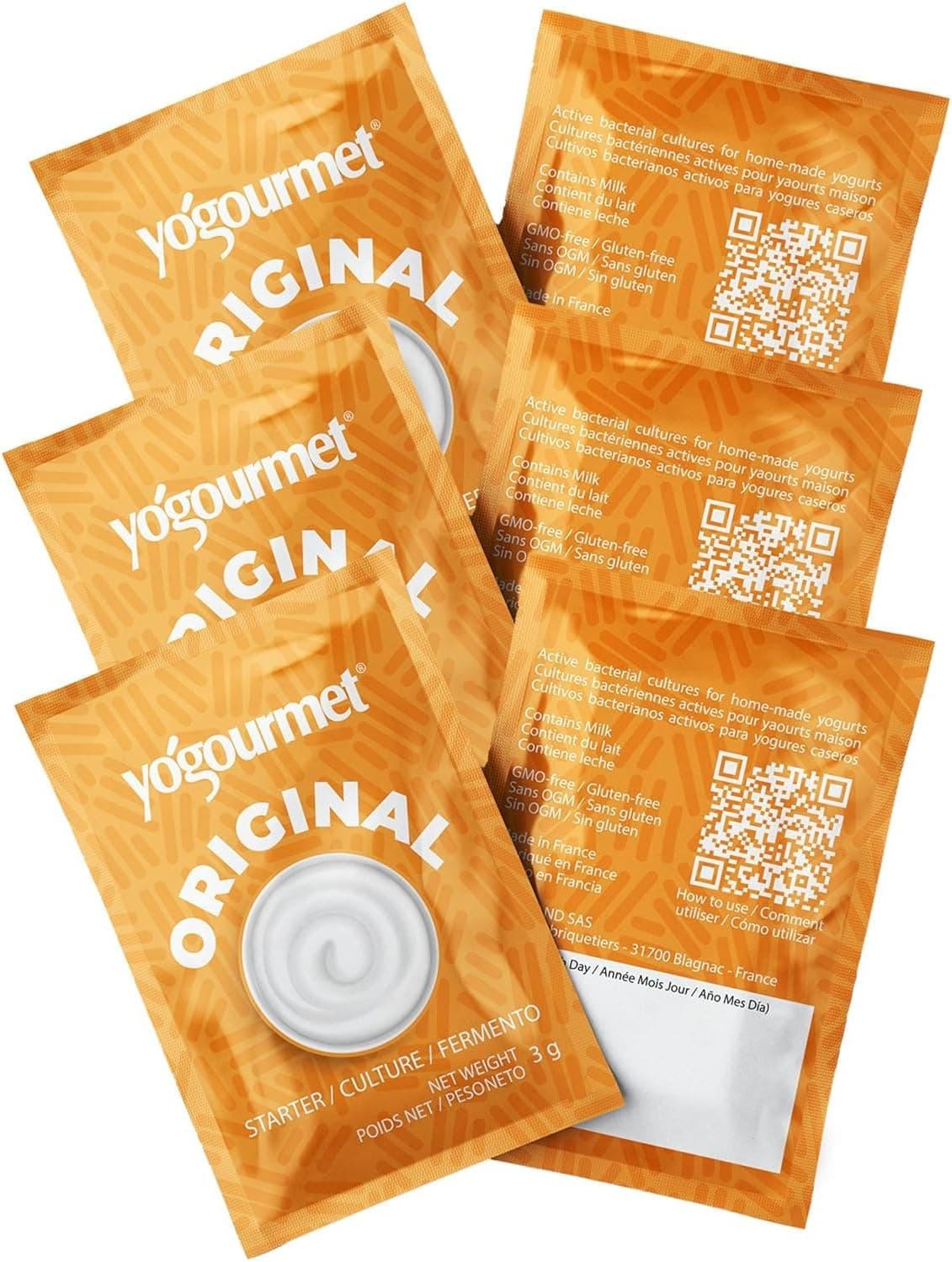 Yogourmet Yogurt Starter, 6 Sachets, All Natural Gluten Free Kosher Halal