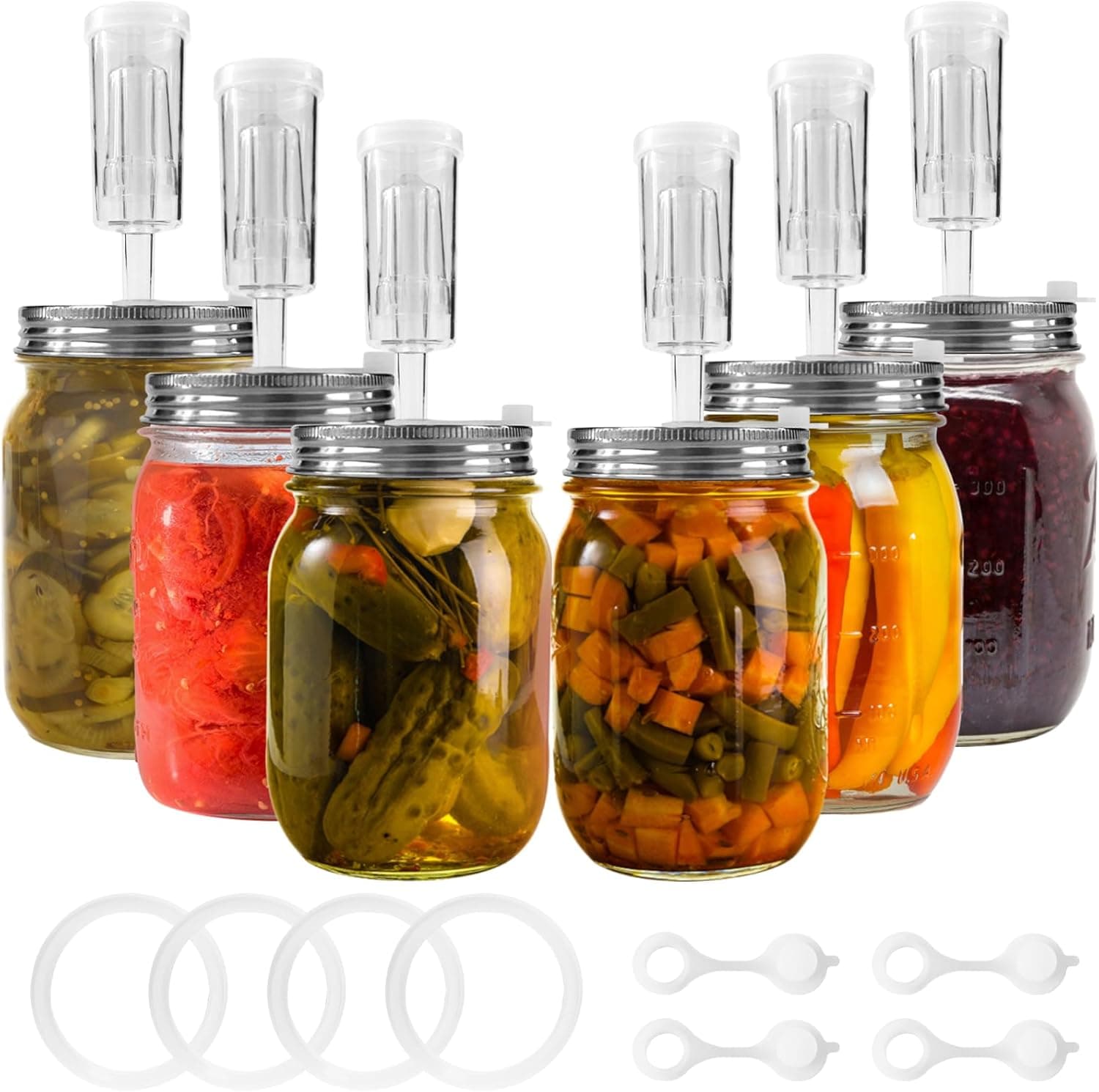 Artcome 32 PC Fermenting Airlock Lids Kit Set for Large Wide Mouth Mason Jars