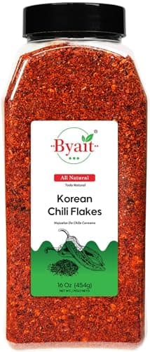 Byait Gochugaru Korean Chili Flakes 16 Oz (1 LB), Red Chili Pepper Flakes | Medium Hot, Coarse Gochugaru For Kimchi, Chili Oil, Korean Cooking, Marinades, Soups, Stews, and Everyday Seasoning