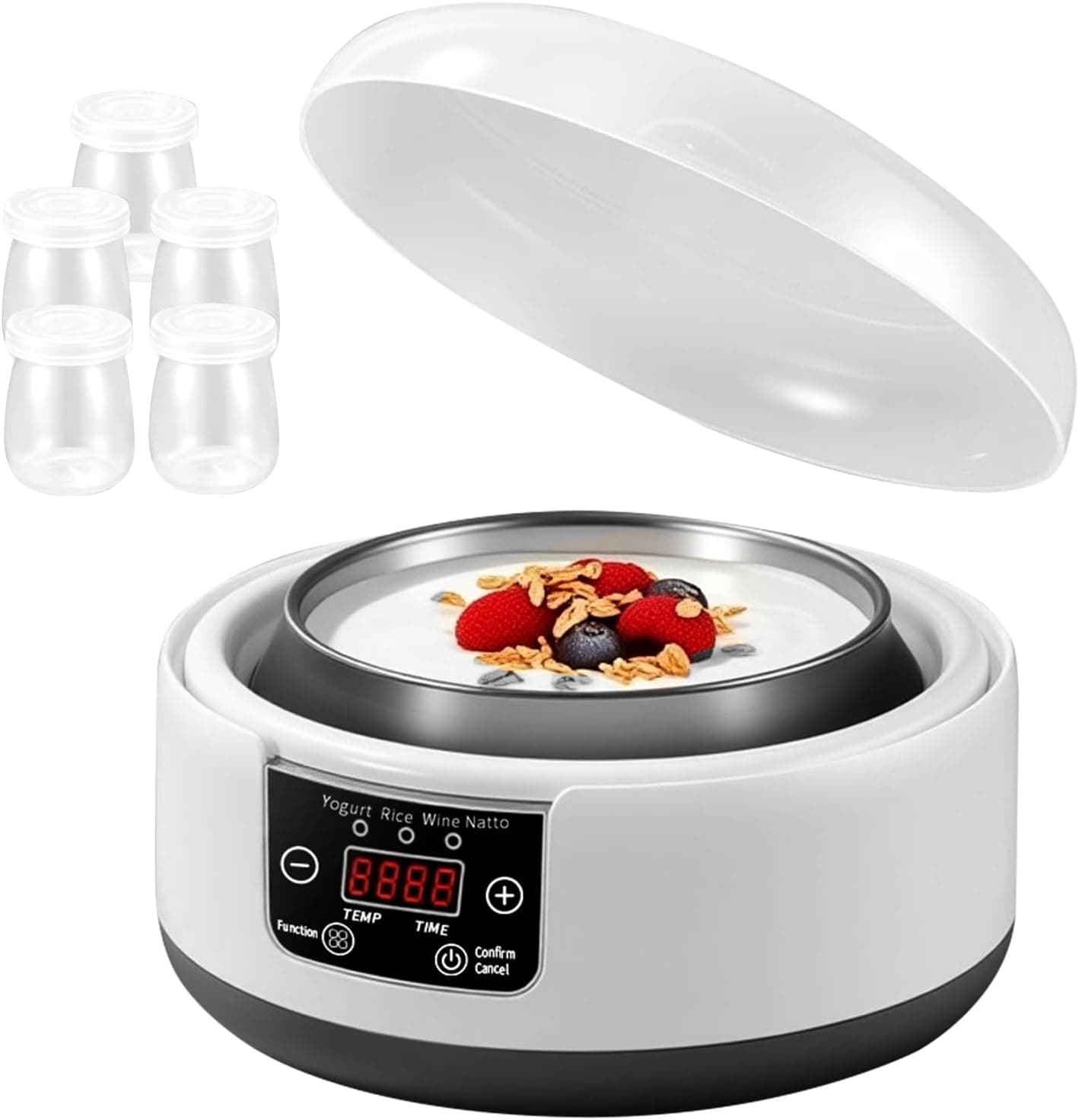 36 Hour Yogurt Maker, 1.2L Automatic Digital Yoghurt Maker Machine, LCD Display with Constant Temperature, White