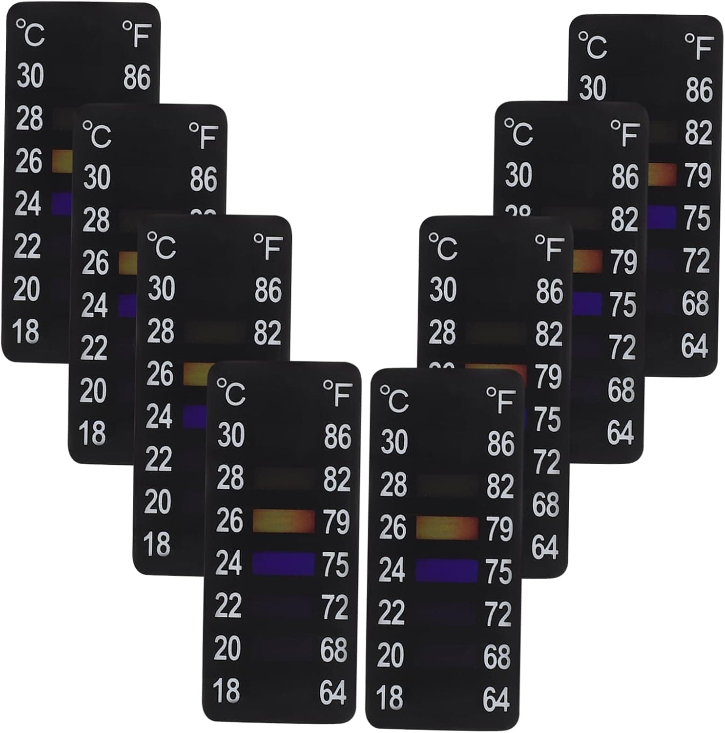 FIXOSHEE 8pcs Stick-On Thermometer Strips for Fermentation Adhesive Temperature Stickers for Brewing