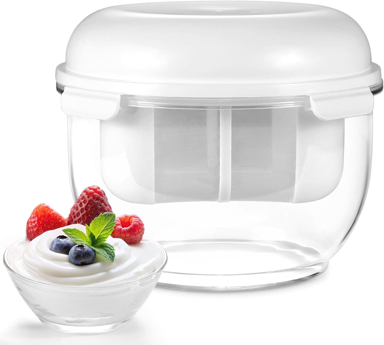 Greek Yogurt Strainer 1.6QT Greek Yogurt Maker with Ultra-Fine Mesh Basket, BPA-Free