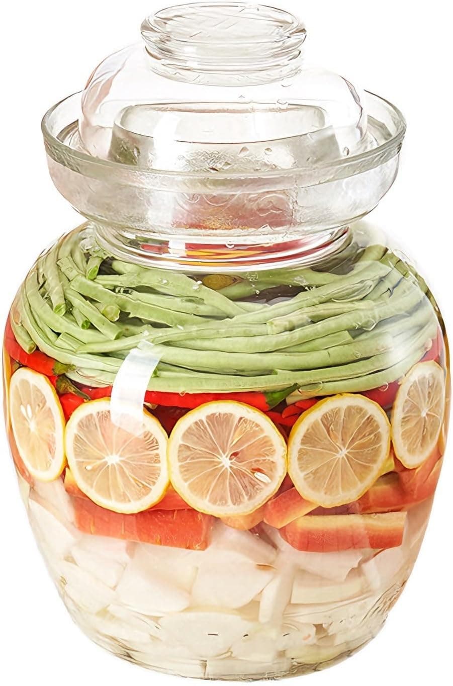 Kimchi Storage Containers Glass, Wide Mouth Fermentation Jar for Pickles, Wine Brewing and Pickling, 2.5L
