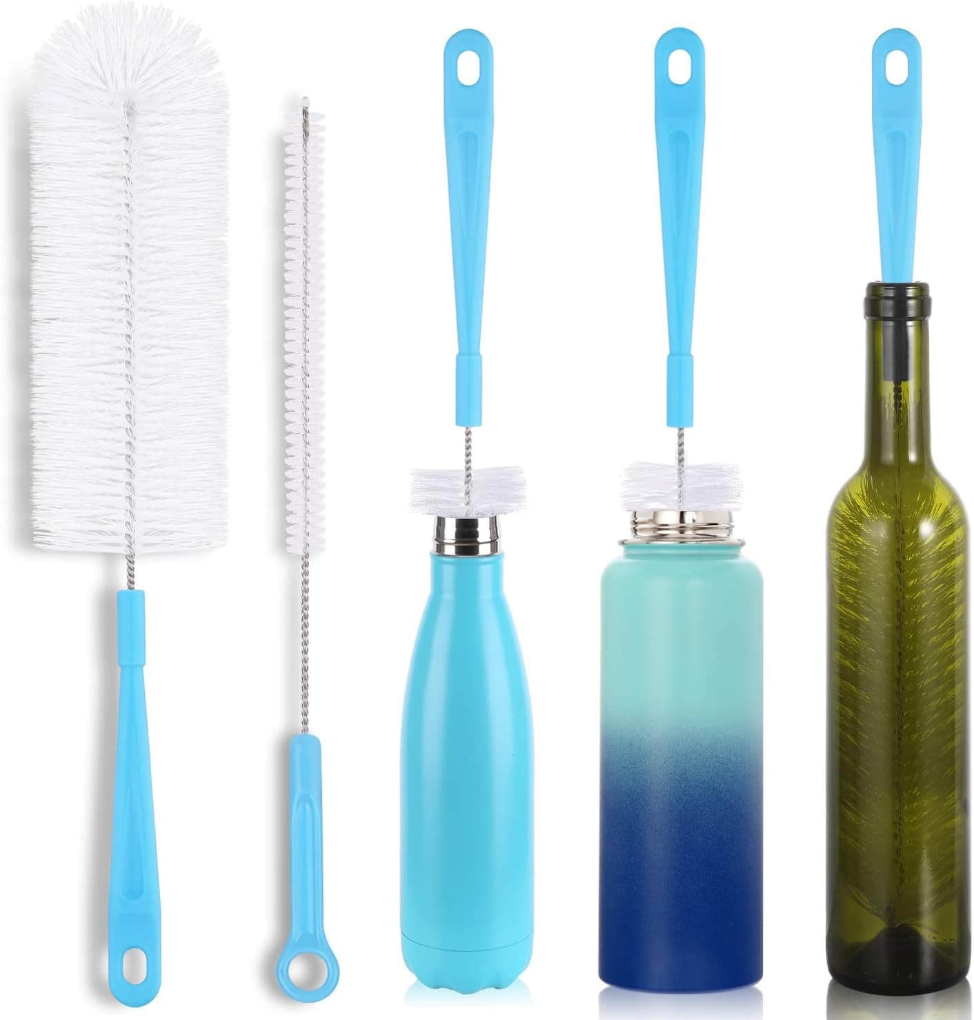 16 Inch Bottle Brush Cleaner for Water Bottles - Long Handle Brush for Narrow Neck Sport Bottles, Beer Bottles and Jugs, Set of 2