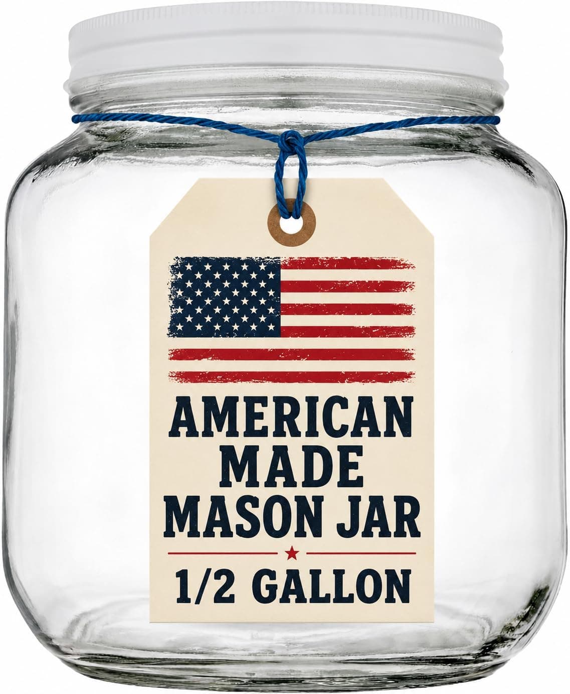 kitchentoolz Half Gallon Glass Large Mason Jar Wide Mouth with Airtight Metal Lid - Made in USA