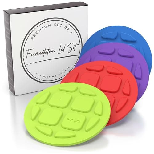 Fermentation Lids for Wide Mouth Mason Jars - 4 Pack Silicone Lids